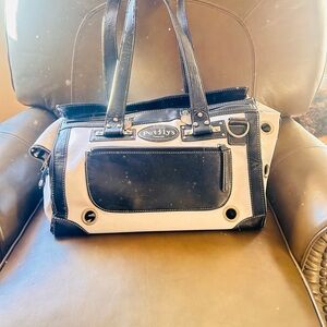 Pet Flys - Black and Cream over the shoulder pet carrier